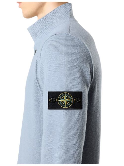 Maglione vestibilità regular con zip corta e finta con bottoni Stone Island | L2S15 5100040 S00A3V0049 ASH GREY